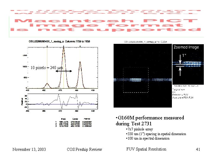 10 pixels = 240 mm • G 160 M performance measured during Test 2731