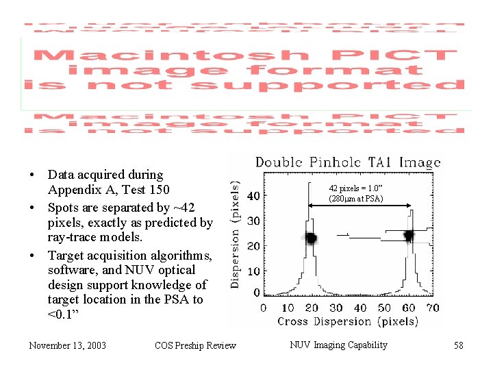  • Data acquired during Appendix A, Test 150 • Spots are separated by