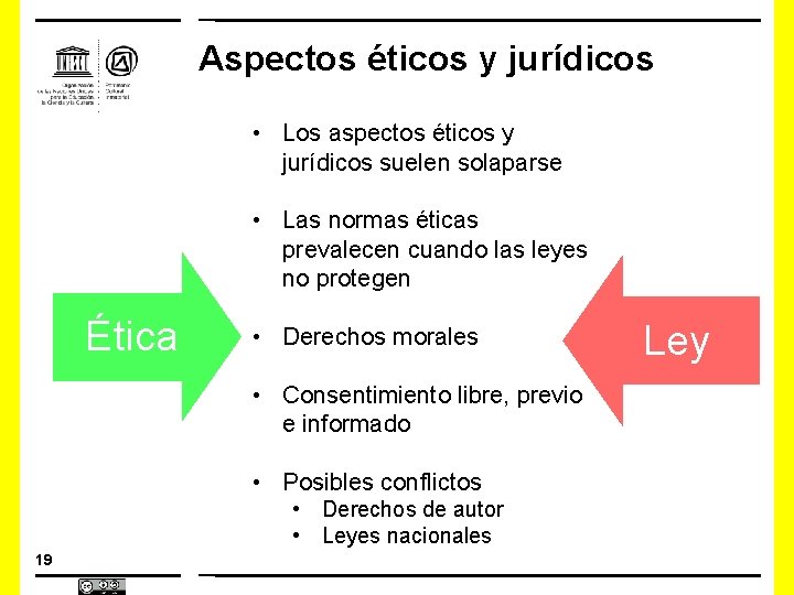 Aspectos éticos y jurídicos • Los aspectos éticos y jurídicos suelen solaparse • Las