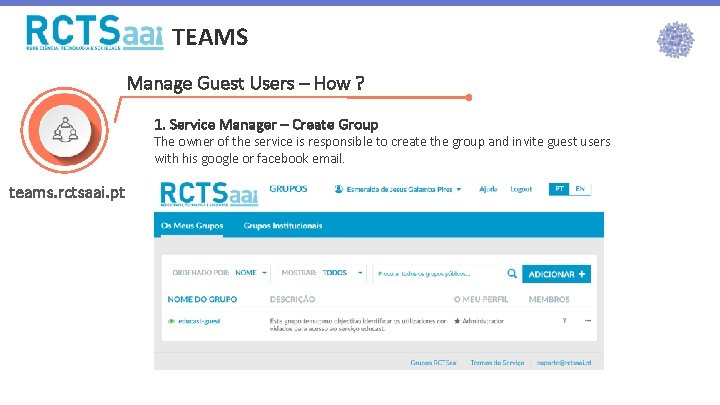 TEAMS Manage Guest Users – How ? 1. Service Manager – Create Group The