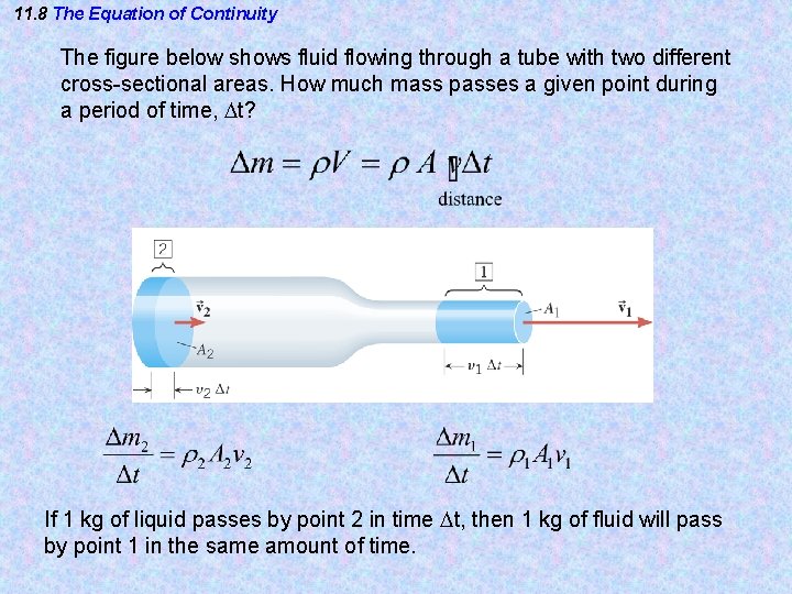 11. 8 The Equation of Continuity The figure below shows fluid flowing through a 11. 8 The Equation of Continuity The figure below shows fluid flowing through a