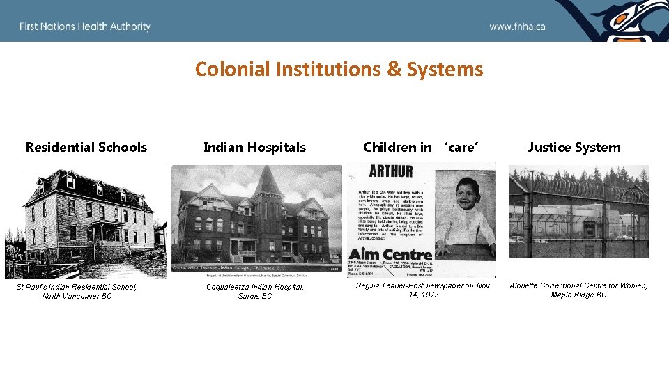 Colonial Institutions & Systems Residential Schools St Paul’s Indian Residential School, North Vancouver BC