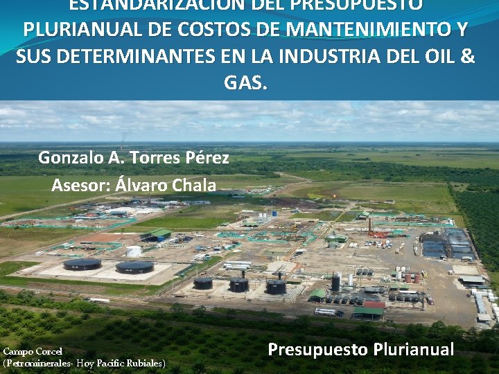 ESTANDARIZACIÓN DEL PRESUPUESTO PLURIANUAL DE COSTOS DE MANTENIMIENTO Y SUS DETERMINANTES EN LA INDUSTRIA