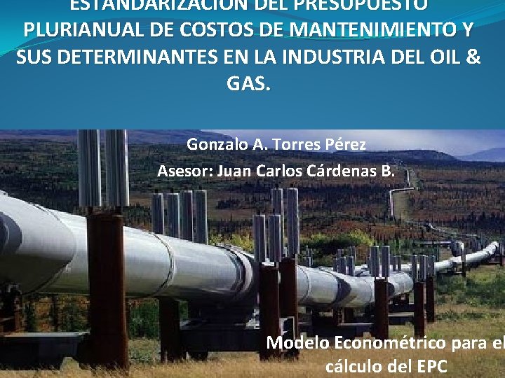 ESTANDARIZACIÓN DEL PRESUPUESTO PLURIANUAL DE COSTOS DE MANTENIMIENTO Y SUS DETERMINANTES EN LA INDUSTRIA