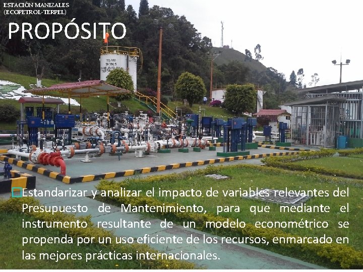 ESTACIÓN MANIZALES (ECOPETROL-TERPEL) PROPÓSITO �Estandarizar y analizar el impacto de variables relevantes del Presupuesto