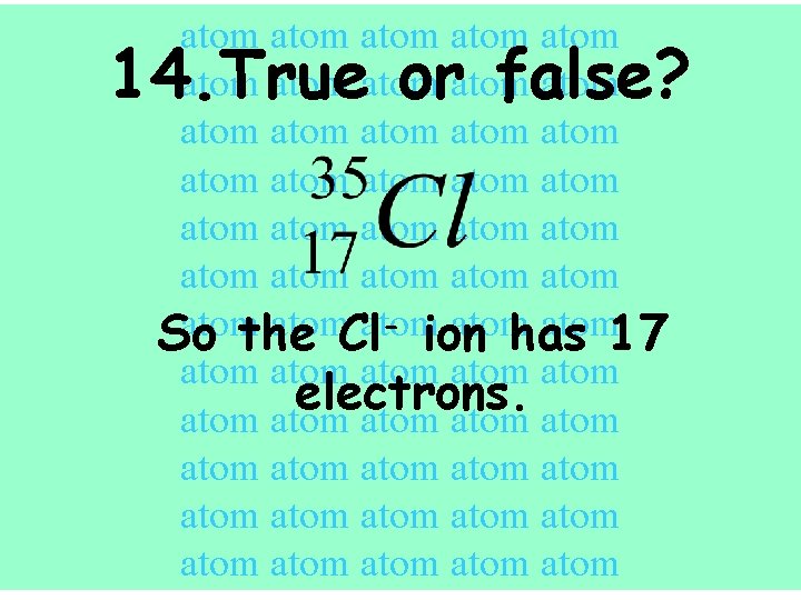 atom atom atom atom atom atom atom atom - ion atom. Cl atom 17