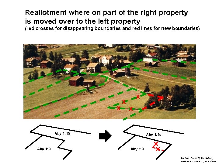 Reallotment where on part of the right property is moved over to the left