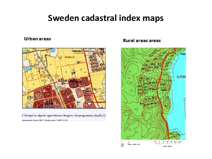 Sweden cadastral index maps Urban areas Rural areas 