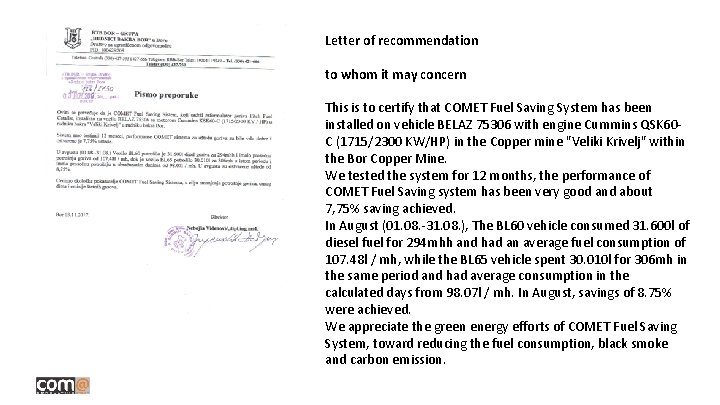 Letter of recommendation to whom it may concern This is to certify that COMET