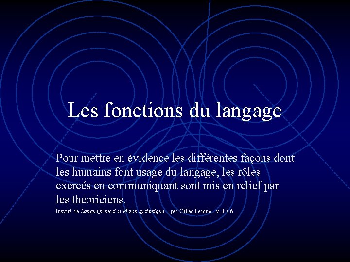 Les fonctions du langage Pour mettre en évidence les différentes façons dont les humains