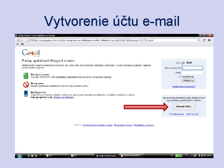 Vytvorenie účtu e-mail 