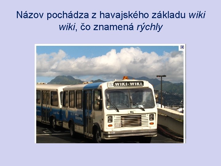 Názov pochádza z havajského základu wiki, čo znamená rýchly 