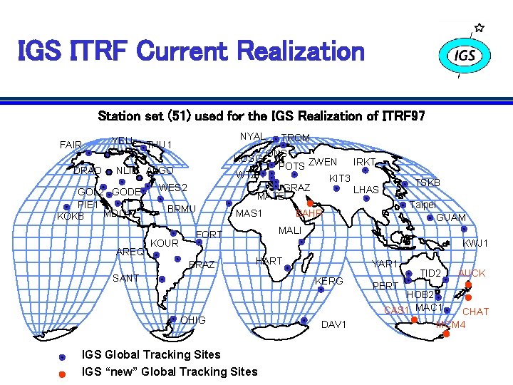 IGS ITRF Current Realization Station set (51) used for the IGS Realization of ITRF