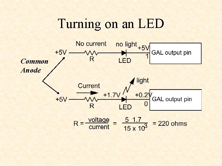 Turning on an LED Common Anode 