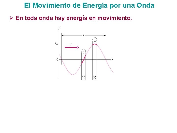 El Movimiento de Energía por una Onda Ø En toda onda hay energía en