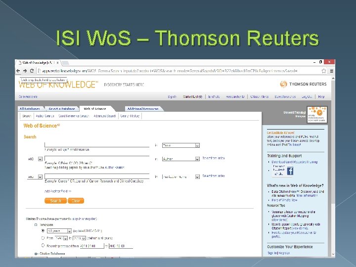 ISI Wo. S – Thomson Reuters 
