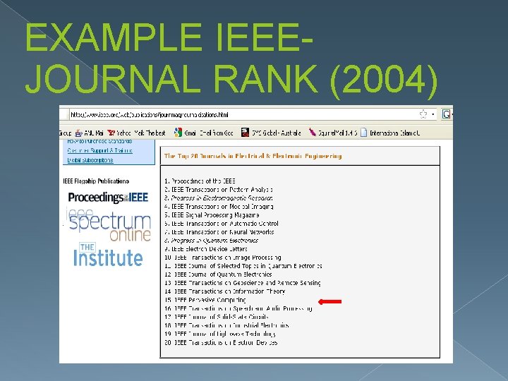 EXAMPLE IEEEJOURNAL RANK (2004) 