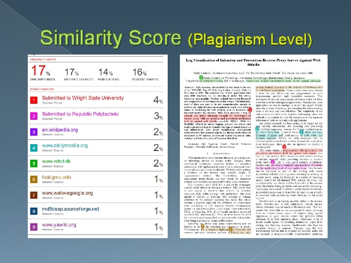 Similarity Score (Plagiarism Level) 