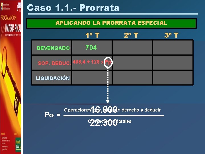 Caso 1. 1. - Prorrata APLICANDO LA PRORRATA ESPECIAL 1º T DEVENGADO 2º T