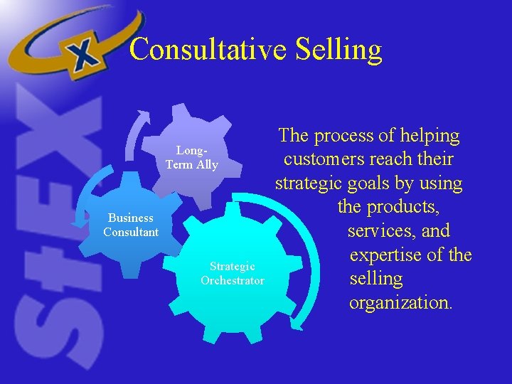Consultative Selling Long. Term Ally Business Consultant Strategic Orchestrator The process of helping customers Consultative Selling Long. Term Ally Business Consultant Strategic Orchestrator The process of helping customers