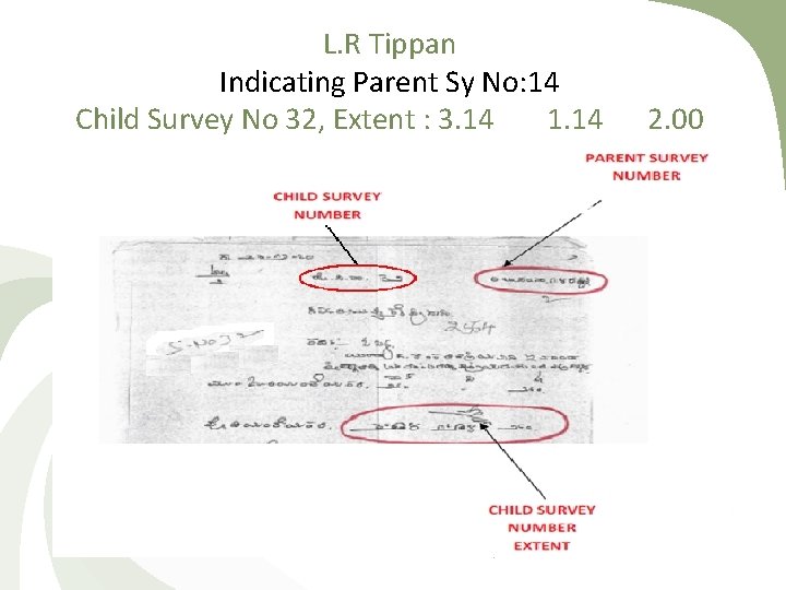 L. R Tippan Indicating Parent Sy No: 14 Child Survey No 32, Extent :
