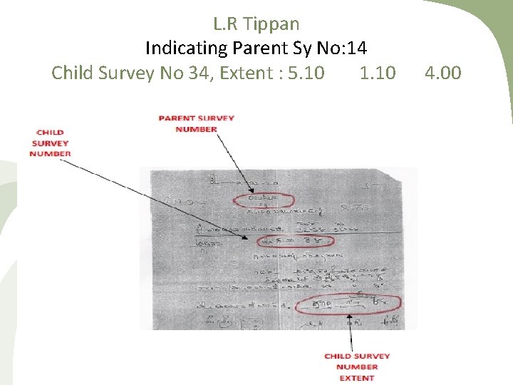 L. R Tippan Indicating Parent Sy No: 14 Child Survey No 34, Extent :