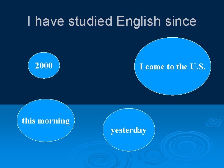 I have studied English since 2000 this morning I came to the U. S.