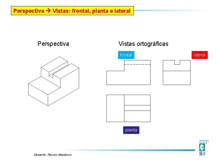 Perspectiva Vistas: frontal, planta e lateral Perspectiva Vistas ortográficas frontal planta Desenho Técnico Mecânico Perspectiva Vistas: frontal, planta e lateral Perspectiva Vistas ortográficas frontal planta Desenho Técnico Mecânico