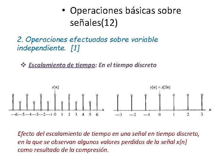  • Operaciones básicas sobre señales(12) 2. Operaciones efectuadas sobre variable independiente. [1] v