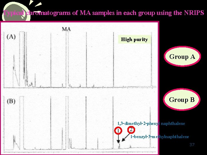 Typical chromatograms of MA samples in each group using the NRIPS High purity Group