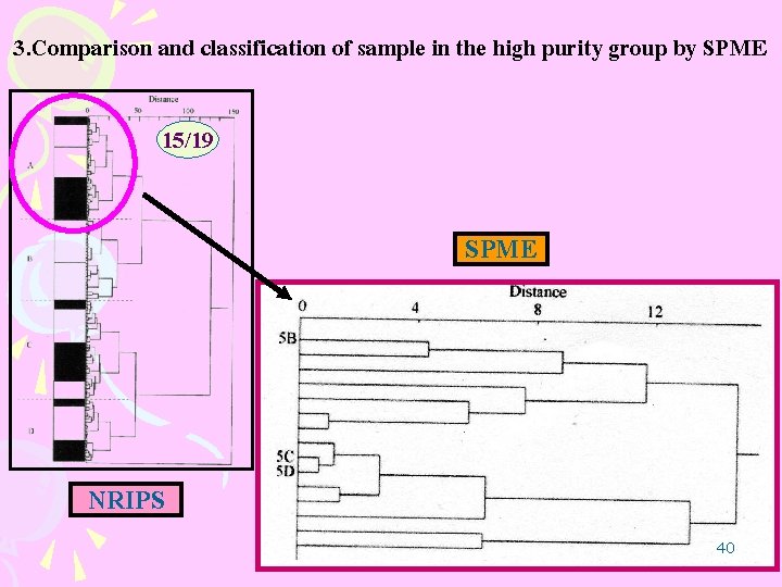 3. Comparison and classification of sample in the high purity group by SPME 15/19 3. Comparison and classification of sample in the high purity group by SPME 15/19