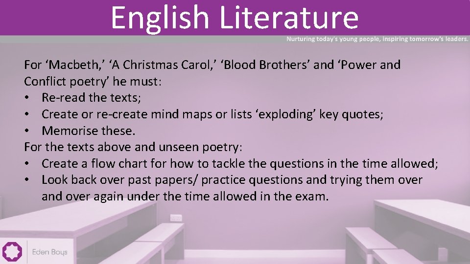 English Literature For ‘Macbeth, ’ ‘A Christmas Carol, ’ ‘Blood Brothers’ and ‘Power and