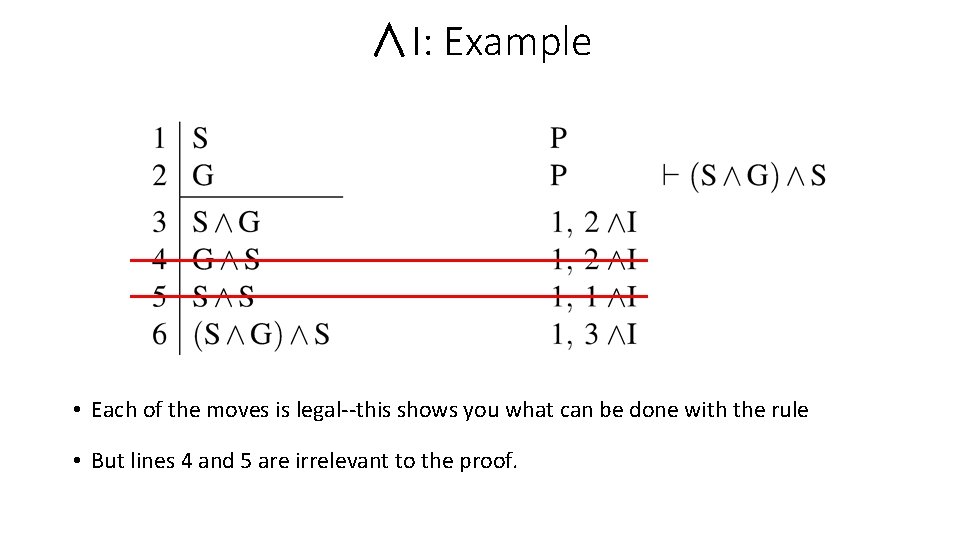 ∧I: Example • Each of the moves is legal--this shows you what can be