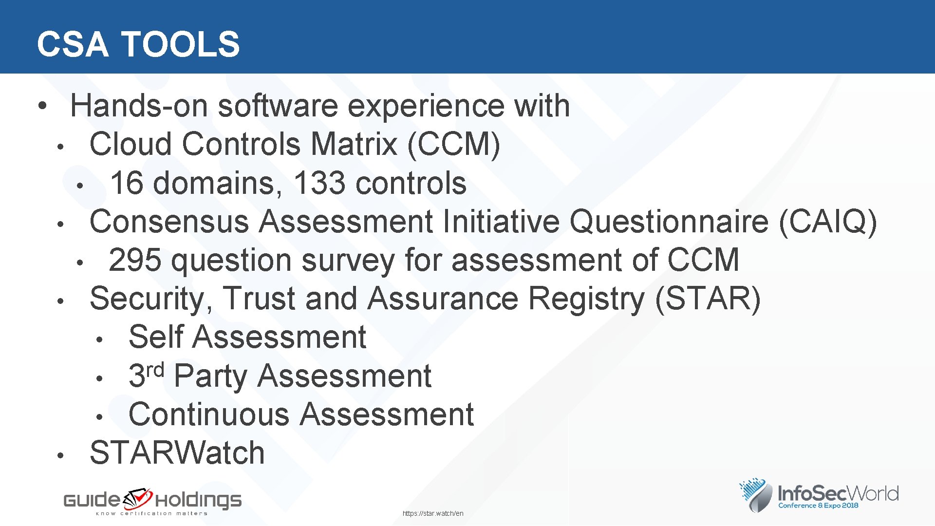 CSA TOOLS • Hands-on software experience with • Cloud Controls Matrix (CCM) • 16