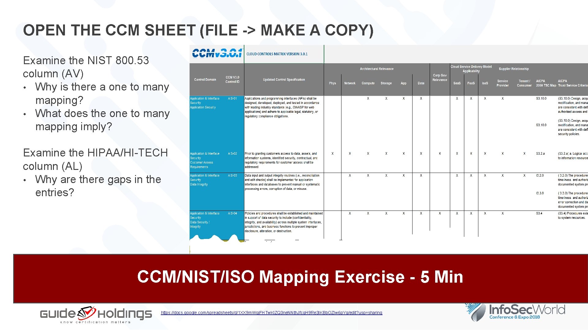 OPEN THE CCM SHEET (FILE -> MAKE A COPY) Examine the NIST 800. 53