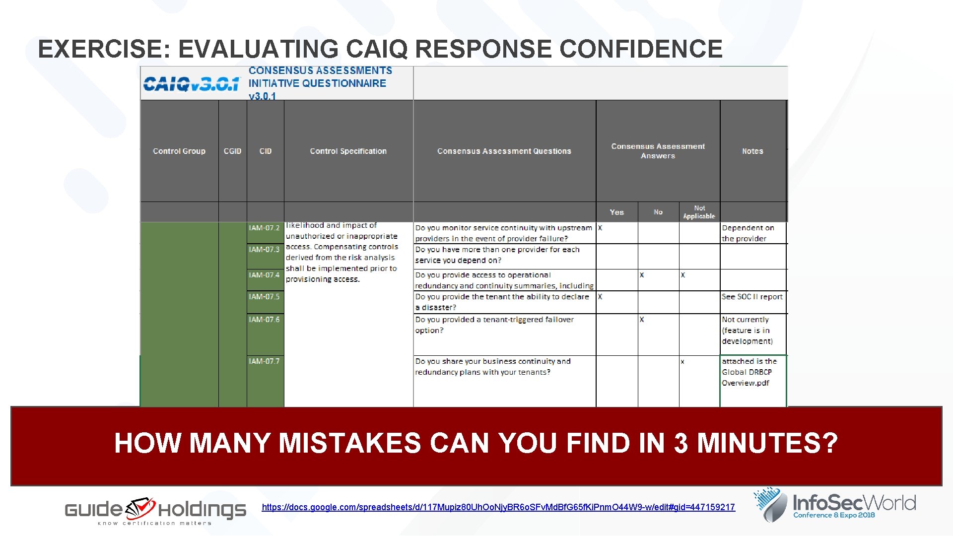 EXERCISE: EVALUATING CAIQ RESPONSE CONFIDENCE HOW MANY MISTAKES CAN YOU FIND IN 3 MINUTES?