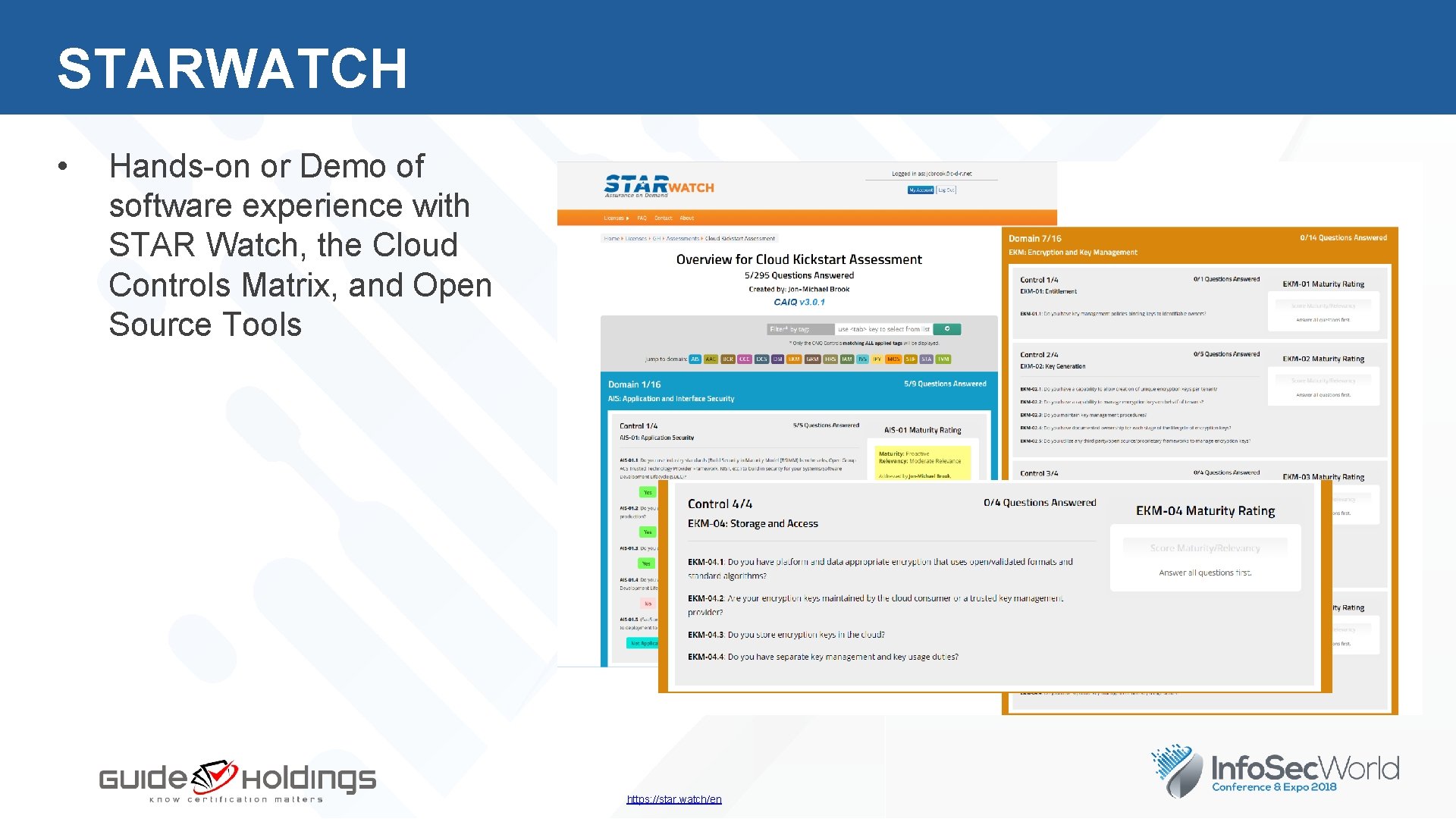 STARWATCH • Hands-on or Demo of software experience with STAR Watch, the Cloud Controls