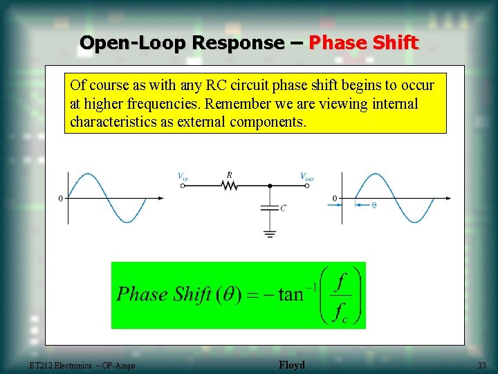 Open-Loop Response – Phase Shift Of course as with any RC circuit phase shift