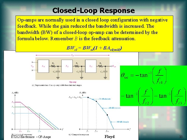 Closed-Loop Response Op-amps are normally used in a closed loop configuration with negative feedback.