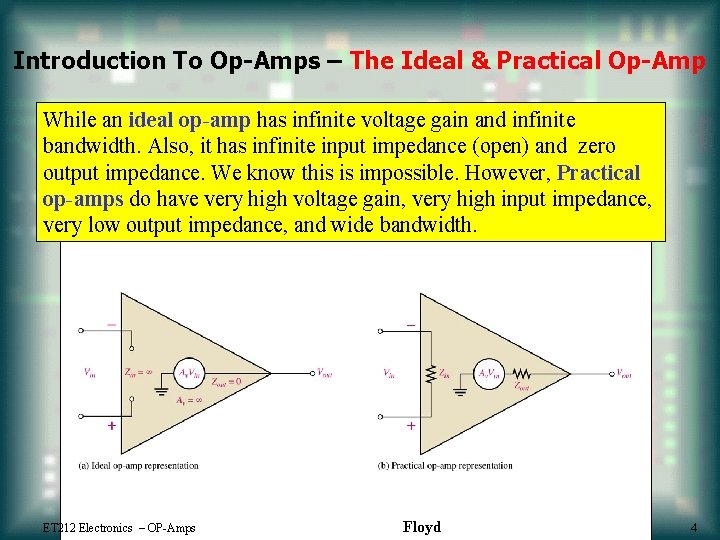 Introduction To Op-Amps – The Ideal & Practical Op-Amp While an ideal op-amp has