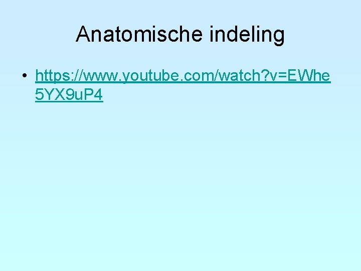 Anatomische indeling • https: //www. youtube. com/watch? v=EWhe 5 YX 9 u. P 4