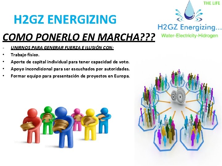 H 2 GZ ENERGIZING COMO PONERLO EN MARCHA? ? ? • • UNIRNOS PARA