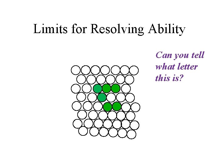 Limits for Resolving Ability Can you tell what letter this is? 