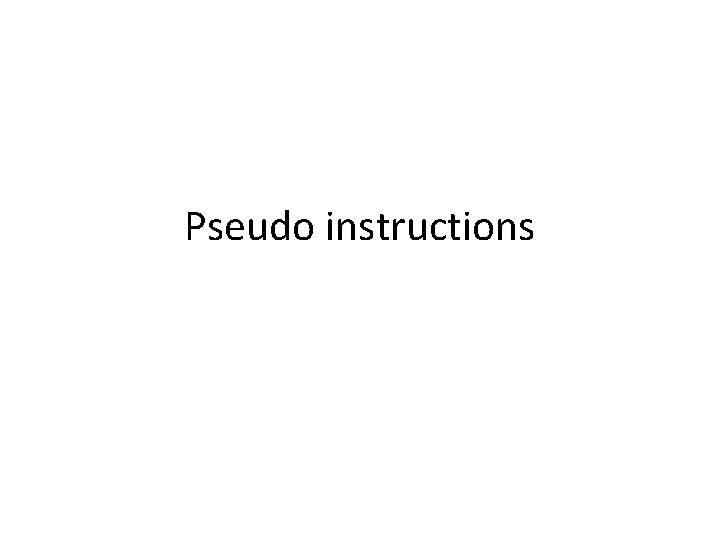 Pseudo instructions 