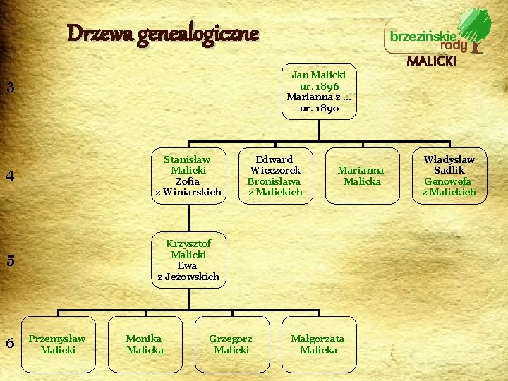 Drzewa genealogiczne MALICKI Jan Malicki ur. 1896 Marianna z … ur. 1890 3 4