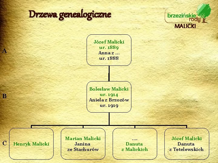 Drzewa genealogiczne MALICKI A Józef Malicki ur. 1889 Anna z … ur. 1888 B