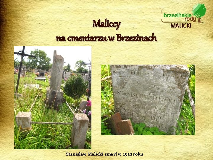 Maliccy na cmentarzu w Brzezinach Stanisław Malicki zmarł w 1912 roku MALICKI 