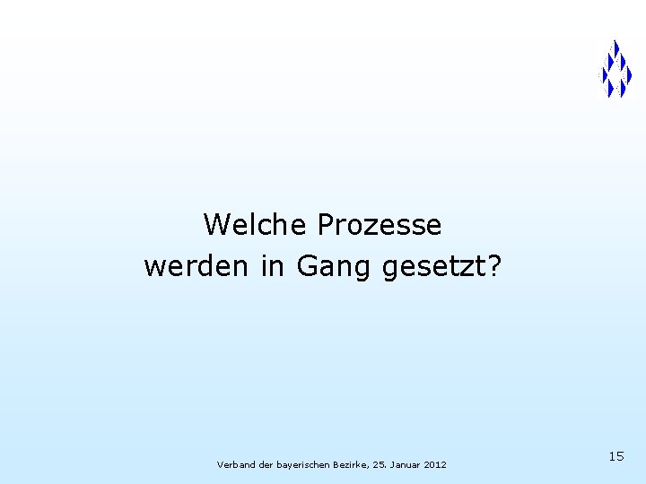 Welche Prozesse werden in Gang gesetzt? Verband der bayerischen Bezirke, 25. Januar 2012 15