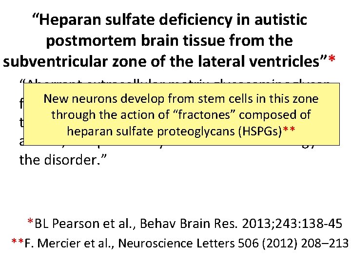“Heparan sulfate deficiency in autistic postmortem brain tissue from the subventricular zone of the “Heparan sulfate deficiency in autistic postmortem brain tissue from the subventricular zone of the