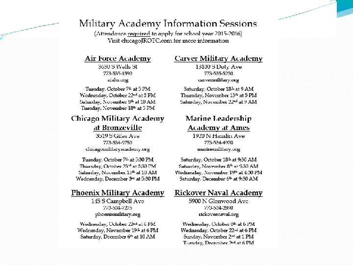 Military Information Sessions Military Information Sessions
